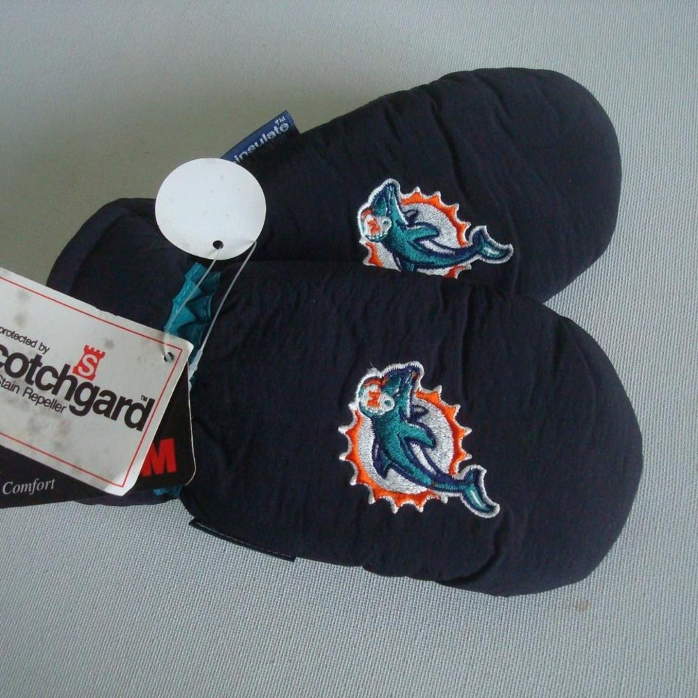 MIAMI DOLPHINS GLOVES MITTENS YOUTH KIDS 2-7YRS VINTAGE G-CAP‎ G4